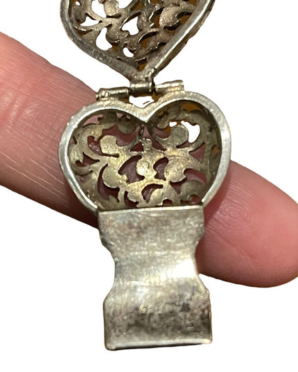 Vintage large sterling silver 925 chunky heart heavy bracelet