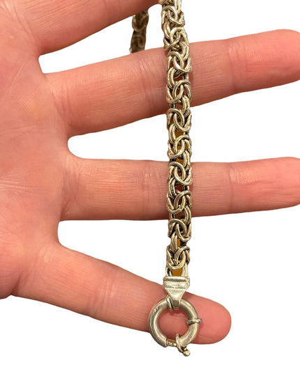 Sterling silver 925 Byzantine chainmail womens thick bracelet