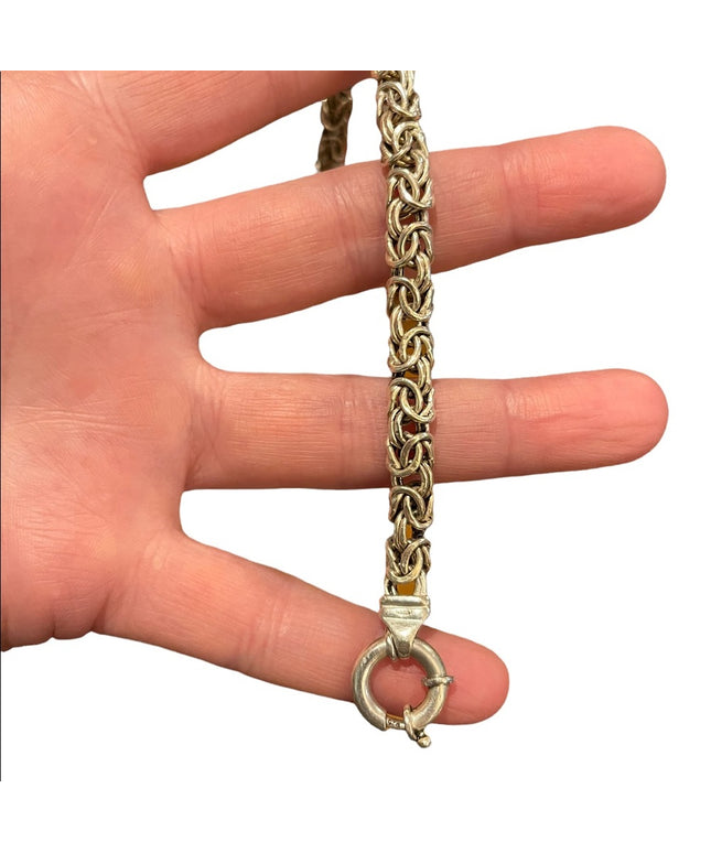 Sterling silver 925 Byzantine chainmail womens thick bracelet