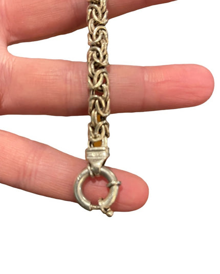 Sterling silver 925 Byzantine chainmail womens thick bracelet