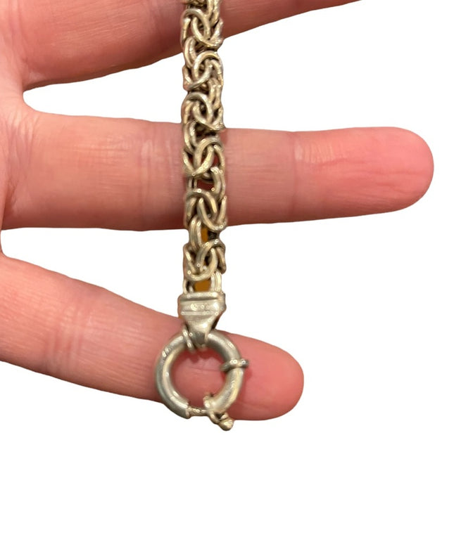 Sterling silver 925 Byzantine chainmail womens thick bracelet