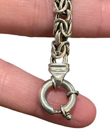 Sterling silver 925 Byzantine chainmail womens thick bracelet
