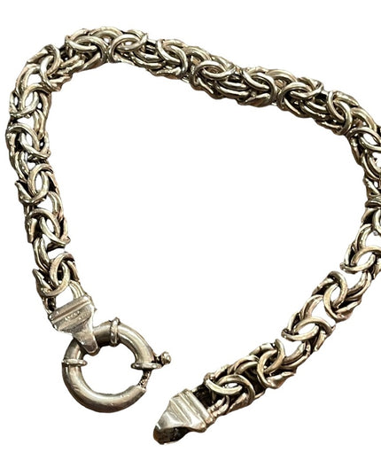 Sterling silver 925 Byzantine chainmail womens thick bracelet