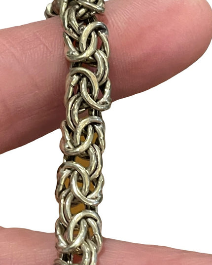 Sterling silver 925 Byzantine chainmail womens thick bracelet