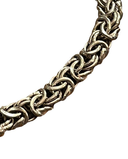 Sterling silver 925 Byzantine chainmail womens thick bracelet