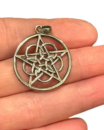 Peter Stone Sterling silver 925 Ringed star Pentacle Pentagram necklace pendant