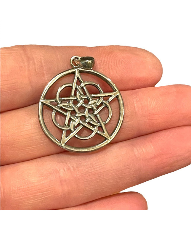 Peter Stone Sterling silver 925 Ringed star Pentacle Pentagram necklace pendant
