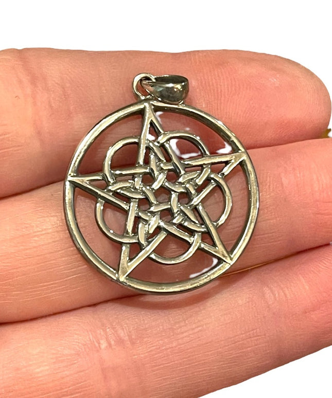 Peter Stone Sterling silver 925 Ringed star Pentacle Pentagram necklace pendant