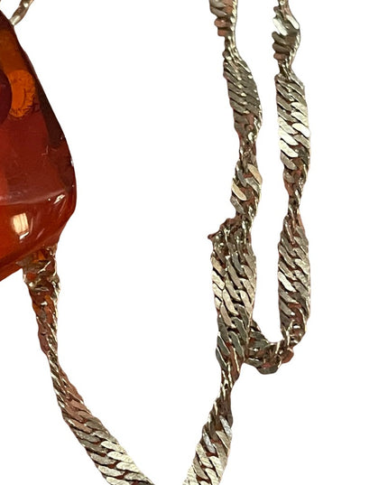 Vintage Sterling silver 925 necklace with faux? Amber pendant