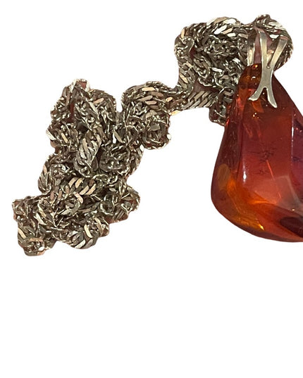 Vintage Sterling silver 925 necklace with faux? Amber pendant