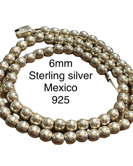 Vintage sterling silver 925 solid Mexico bead necklace