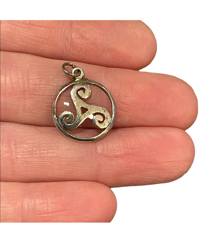 Sterling silver 925 Peter Stone Celtic Triskele Pendant