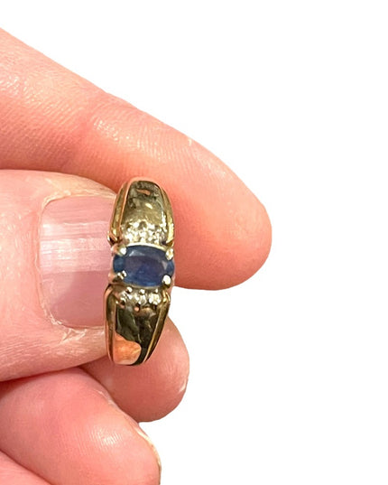Vintage 10k gold sapphire diamond womens ring