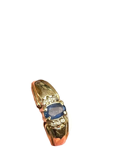 Vintage 10k gold sapphire diamond womens ring