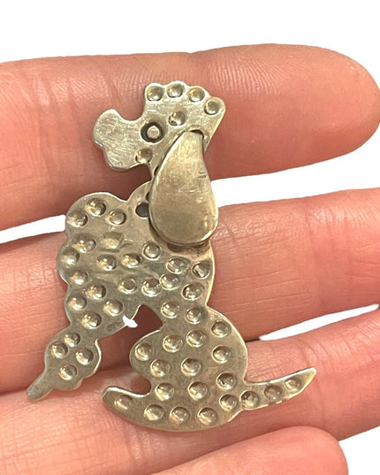 Vintage sterling silver 925 Textured poodle brooch Mexico
