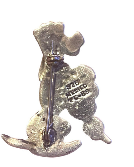 Vintage sterling silver 925 Textured poodle brooch Mexico