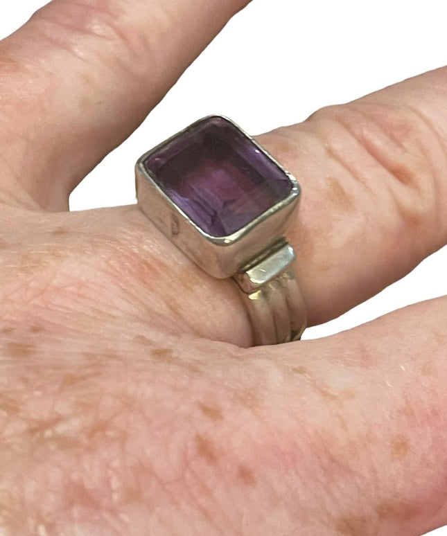 Vintage sterling silver 925 large amethyst FNA Ring