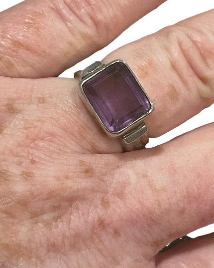 Vintage sterling silver 925 large amethyst FNA Ring