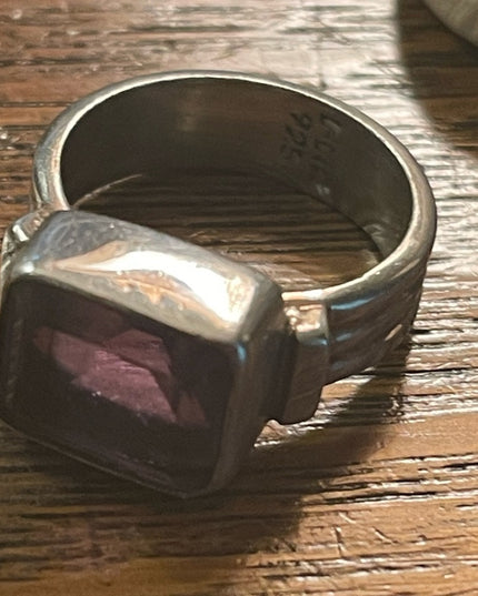 Vintage sterling silver 925 large amethyst FNA Ring