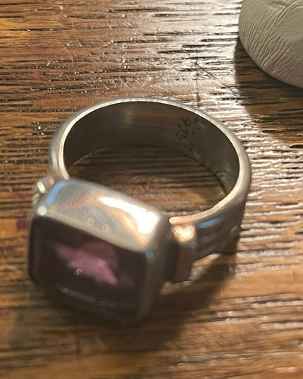 Vintage sterling silver 925 large amethyst FNA Ring