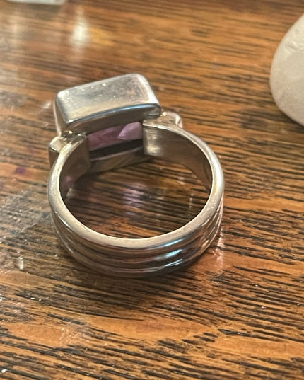 Vintage sterling silver 925 large amethyst FNA Ring