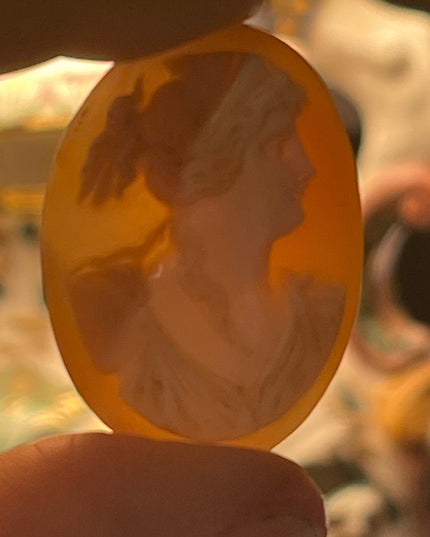 Antique Hand carved unframed Shell cameo goddess