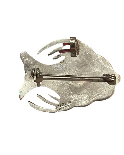 Vintage sterling silver 925 Mexico enameled fish brooch pendant