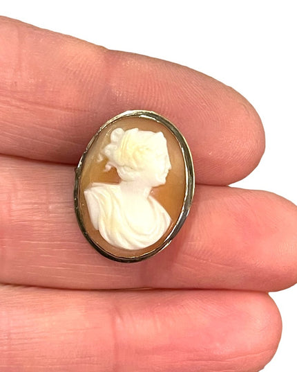 Antique sterling silver 925 Shell cameo lovely Diana