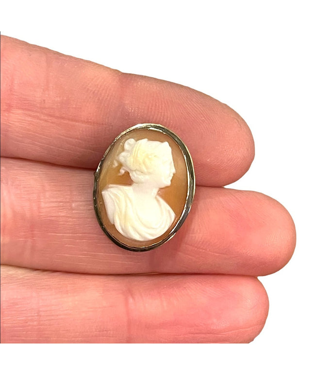Antique sterling silver 925 Shell cameo lovely Diana