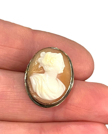 Antique sterling silver 925 Shell cameo lovely Diana