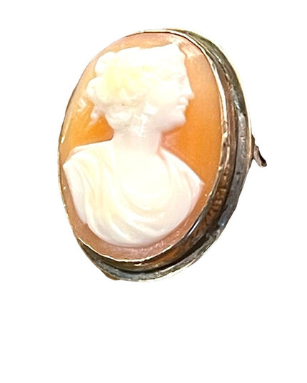 Antique sterling silver 925 Shell cameo lovely Diana