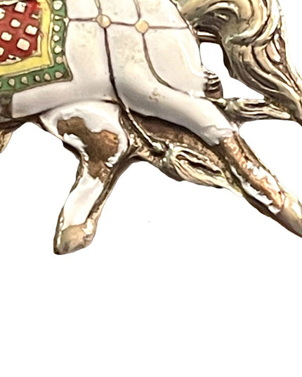 Vintage 1940s Enameled royal horse brooch sterling silver 925