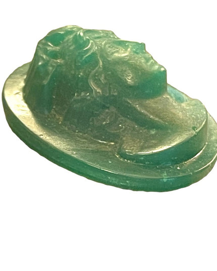 Antique Green agate glass carved rare Unset unframed high relief cameo