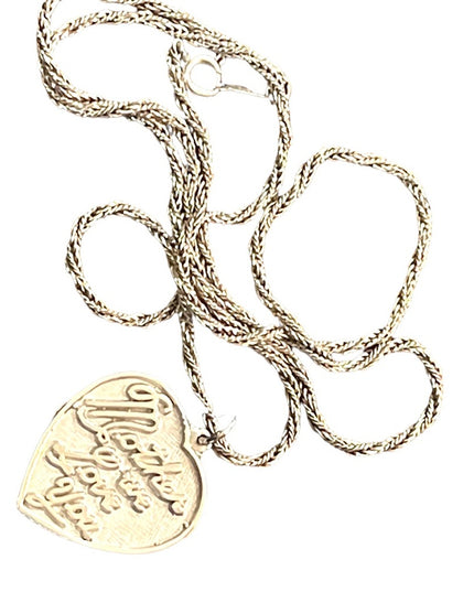 Vintage 1960s sterling silver 925 “Mother We love you” pendant necklace heart