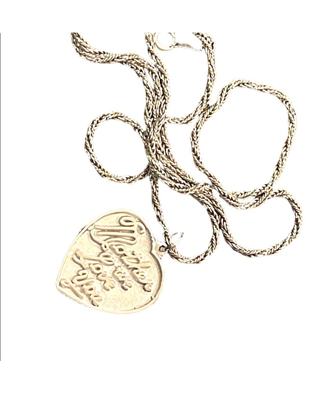 Vintage 1960s sterling silver 925 “Mother We love you” pendant necklace heart