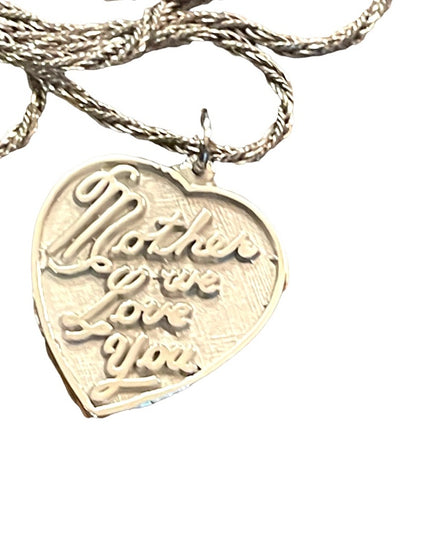 Vintage 1960s sterling silver 925 “Mother We love you” pendant necklace heart