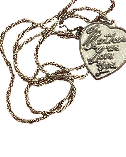 Vintage 1960s sterling silver 925 “Mother We love you” pendant necklace heart