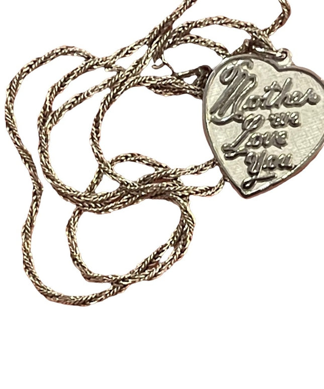 Vintage 1960s sterling silver 925 “Mother We love you” pendant necklace heart