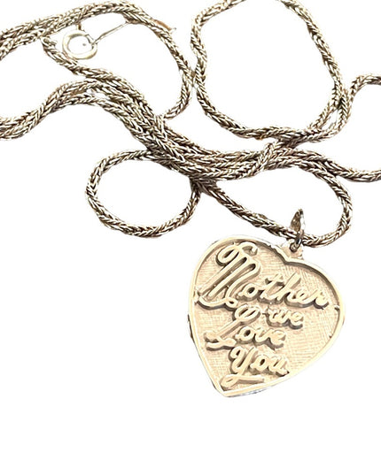 Vintage 1960s sterling silver 925 “Mother We love you” pendant necklace heart
