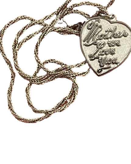 Vintage 1960s sterling silver 925 “Mother We love you” pendant necklace heart