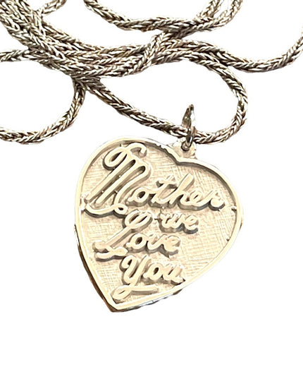 Vintage 1960s sterling silver 925 “Mother We love you” pendant necklace heart
