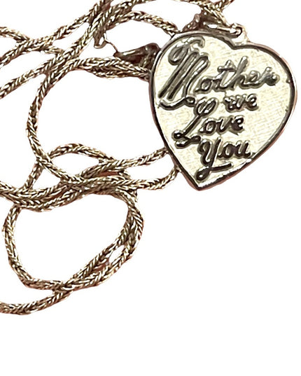 Vintage 1960s sterling silver 925 “Mother We love you” pendant necklace heart