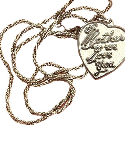 Vintage 1960s sterling silver 925 “Mother We love you” pendant necklace heart