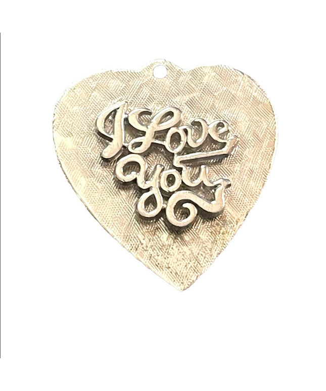 Vintage 1960s sterling silver 925 “I love you” pendant charm heart