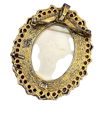 Vintage WMAC Ceramic Large religious Catholic Saint Cameo Brooch pendant