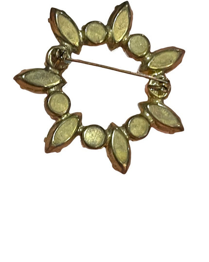 Vintage 1950s Amber crystal brown starburst brooch