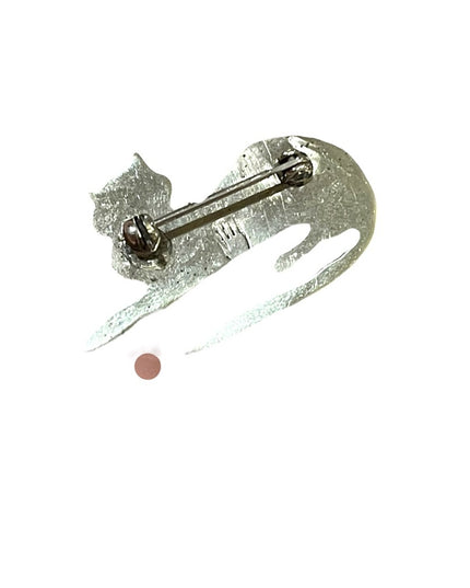 Vintage sterling silver alpaca sitting kitty cat brooch enameled