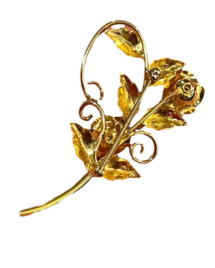 Vintage 1960s Gold plate rose flower fancy lovely brooch