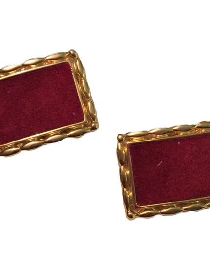 Vintage gold red suede heavy shoe buckle clip