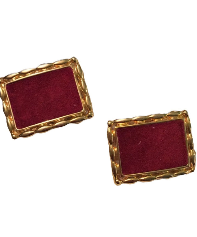 Vintage gold red suede heavy shoe buckle clip
